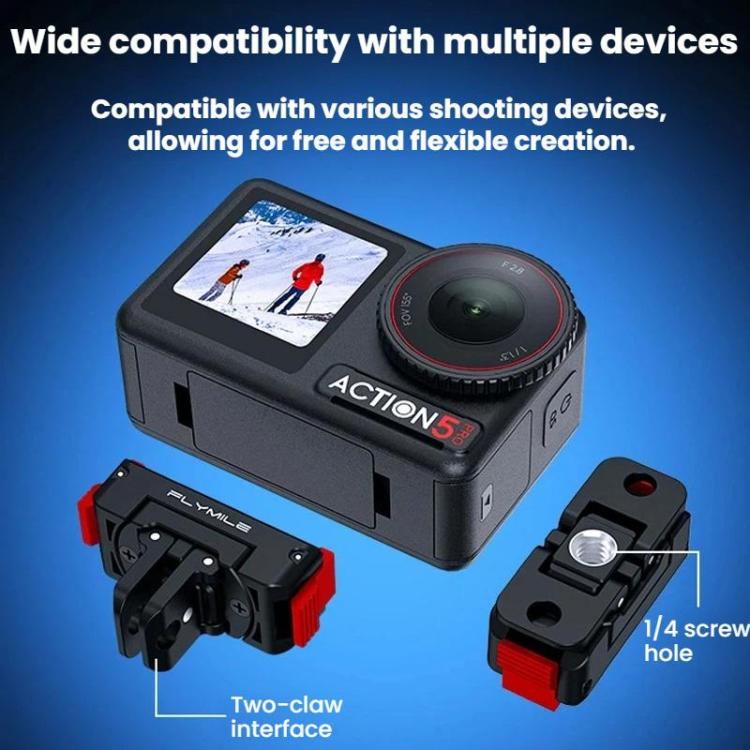 Base adaptadora magnética de liberación rápida Flymile para DJI Osmo 360 / Action 3 / 4 / 5 Pro, Plastic