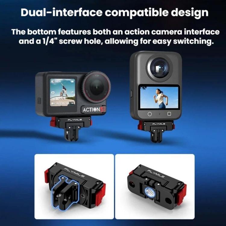 Base adaptadora magnética de liberación rápida Flymile para DJI Osmo 360 / Action 3 / 4 / 5 Pro, Plastic