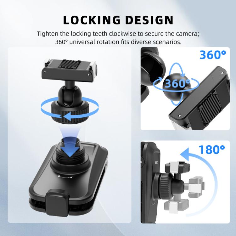 Correa de hombro magnética de liberación rápida para mochila con cámaras de acción BRDRC, For DJI Action 6 / Nano, For DJI Action 3 / 4 / 5Pro / Osmo 360, For Insta360 Ace Pro 1 / 2 / ACE / X5, For Gopro, 1/4 Interface