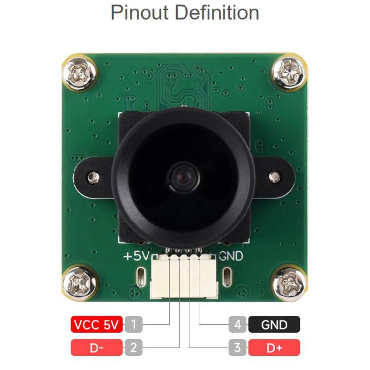 La cámara USB OS05A10 de 5 MP admite puerto USB 2.0 tipo C y conector SH1.0 de 4 pines., 33123