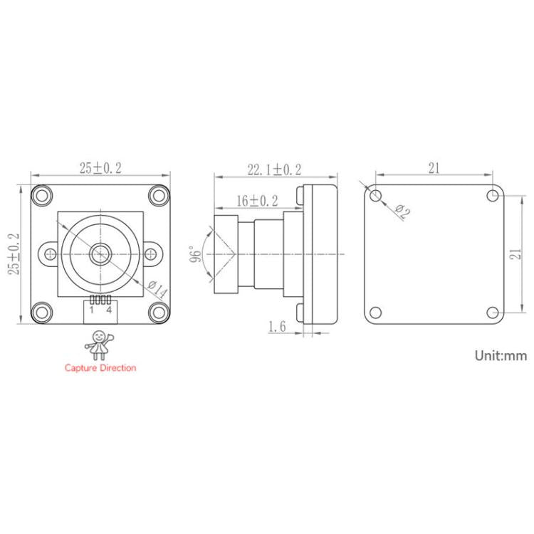 La cámara USB OS05A10 de 5 MP admite puerto USB 2.0 tipo C y conector SH1.0 de 4 pines., 33123