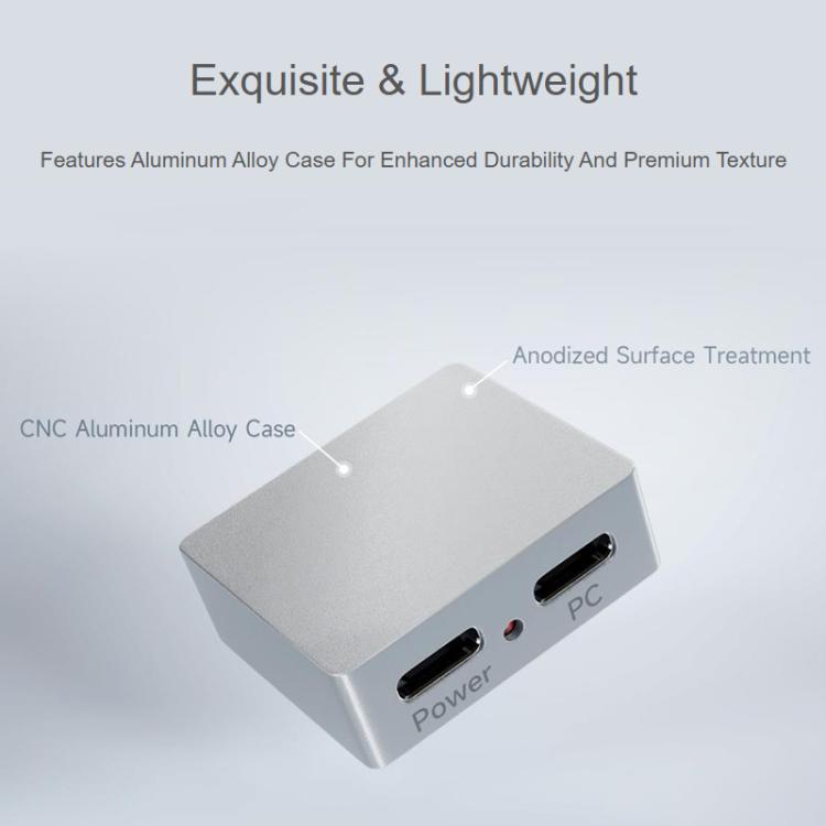 Divisor de alimentación y señal tipo C con carcasa de aleación de aluminio CNC e indicador, Waveshare 33502
