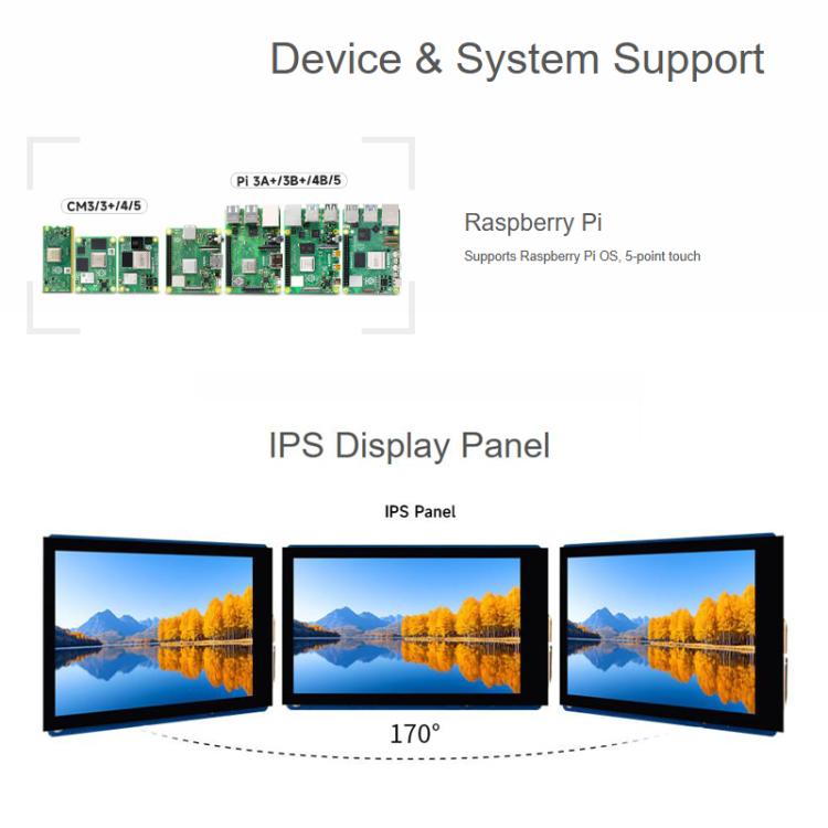 Pantalla táctil capacitiva DSI de 3,5 pulgadas WAVESHARE para Raspberry Pi, con 5 puntos de contacto, resolución de 480x800 píxeles y panel IPS.