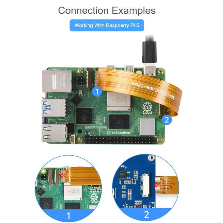 Pantalla táctil capacitiva DSI de 3,5 pulgadas WAVESHARE para Raspberry Pi, con 5 puntos de contacto, resolución de 480x800 píxeles y panel IPS.