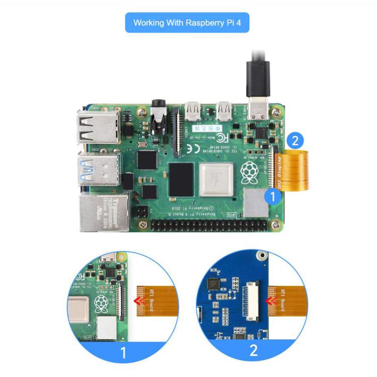 Pantalla táctil capacitiva DSI de 3,5 pulgadas WAVESHARE para Raspberry Pi, con 5 puntos de contacto, resolución de 480x800 píxeles y panel IPS.