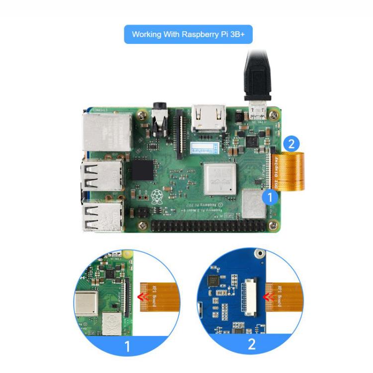 Pantalla táctil capacitiva DSI de 3,5 pulgadas WAVESHARE para Raspberry Pi, con 5 puntos de contacto, resolución de 480x800 píxeles y panel IPS.