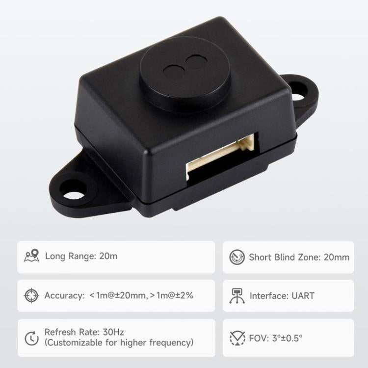 Sensor de distancia láser TOF WAVESHARE, basado en un sensor láser de punto único D-TOF, compatible con comunicación UART.