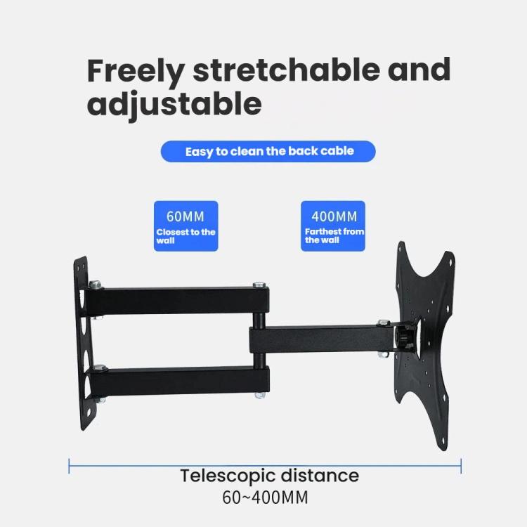 Soporte de pared articulado para TV con brazo amplio giratorio, extensible e inclinable para televisores y monitores de 14 a 55 pulgadas., 117B, 117B-2