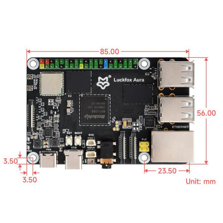 Placa de desarrollo Linux de alto rendimiento Luckfox Aura con procesador Rockchip RV1126B de cuatro núcleos a 1,6 GHz, RAM 2GB No eMMC, RAM 2GB eMMC Flash 64GB, RAM 4GB No eMMC, RAM 4GB eMMC Flash 64GB