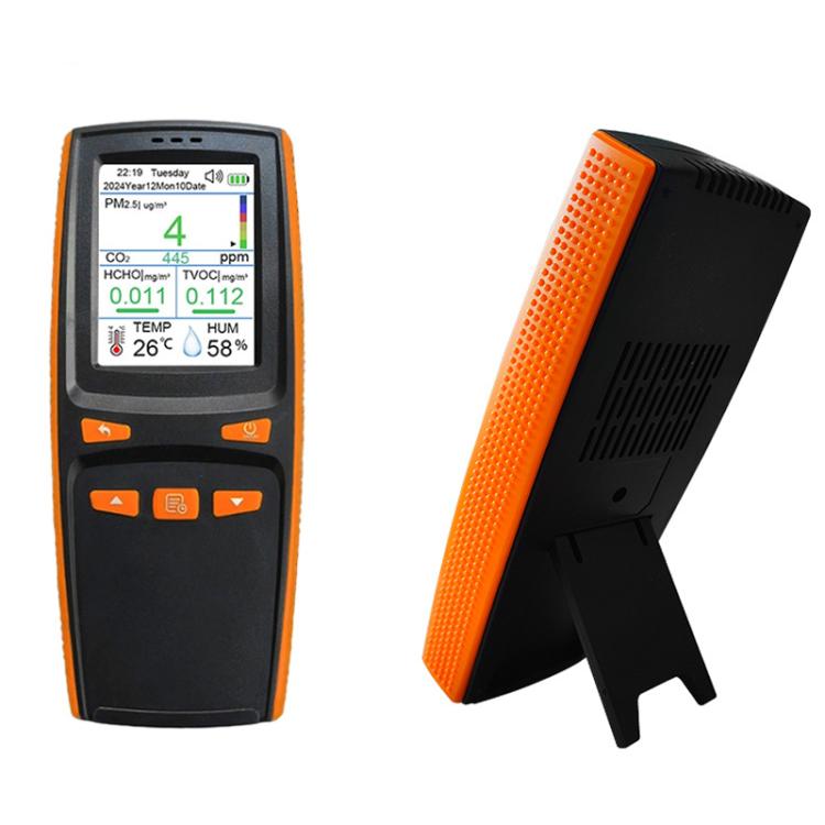 Monitor de calidad del aire portátil 10 en 1 con exportación de datos a PC. Detector de CO2, PM2.5, PM10, HCHO, TVOC, AQI, temperatura y humedad., DM509