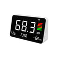 Medidor de ruido digital 4 en 1 con sensor de temperatura y humedad, pantalla de hora, batería recargable y retroiluminación ajustable., DM219N