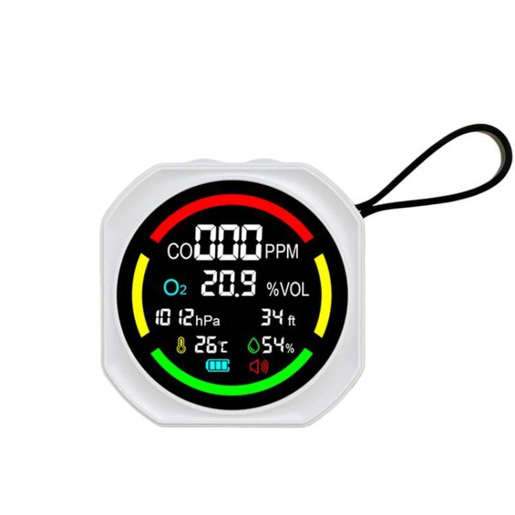 Monitor ambiental portátil multigás y medidor de calidad del aire recargable, 6 In 1 CO/O2/BP/ALT/T/H, 3 In 1 CO/ Temp/Humidity