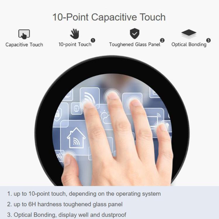 Pantalla táctil capacitiva redonda Waveshare DSI con panel IPS y capacidad táctil de 10 puntos., 3.4 inch, 4 inch