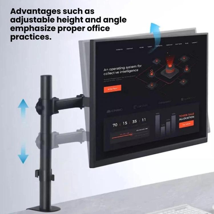 Soporte de escritorio con abrazadera para monitor, brazo telescópico y poste ajustable en altura de 40 cm para pantallas de ordenador., Pole Mount