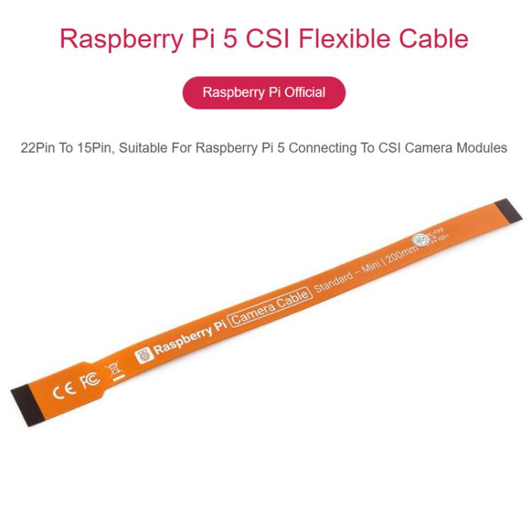 Cable flexible Waveshare FPC de 22 pines a 15 pines para módulos de cámara CSI en Raspberry Pi 5, 200mm, 300mm, 500mm