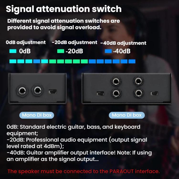 Efectos de cambio de impedancia del aislador de audio pasivo LEUS, 1 Channel, 2 Channels