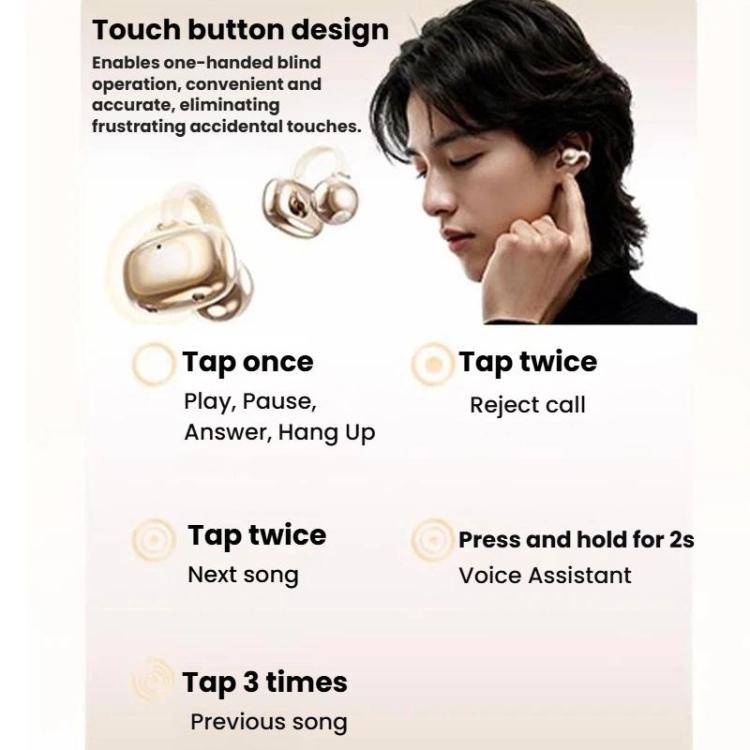 Auriculares inalámbricos Bluetooth de conducción ósea aigo CJ195, con clip para la oreja, ideales para deportes y correr.