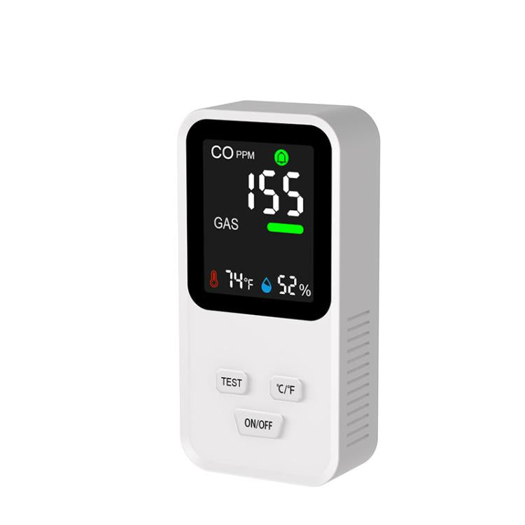 Detector de gas enchufable 4 en 1: monóxido de carbono, gases combustibles, monitor de temperatura y humedad con alta sensibilidad y alarma, enchufe estadounidense., DM340  White, DM340 Black