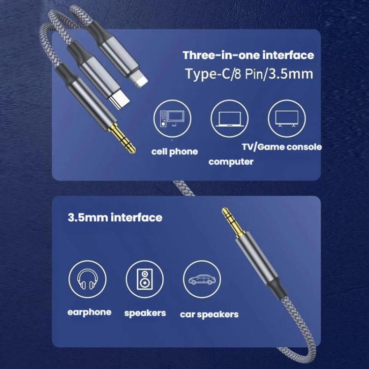 Adaptador de altavoz con cable de audio de 3,5 mm 3 en 1, 1.3m, 2m