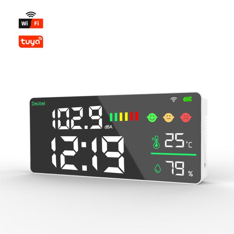 Medidor de ruido Tuya Smart 5 en 1 para montaje en pared con pantalla de temperatura, humedad y hora., BASIC-C, BASIC-F, Upgraded