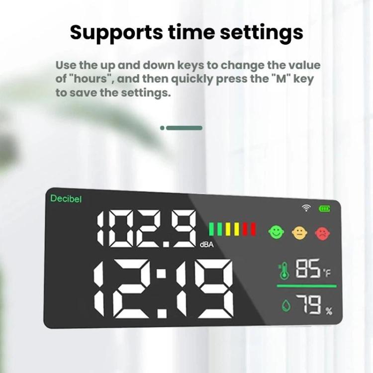 Medidor de ruido Tuya Smart 5 en 1 para montaje en pared con pantalla de temperatura, humedad y hora., BASIC-C, BASIC-F, Upgraded
