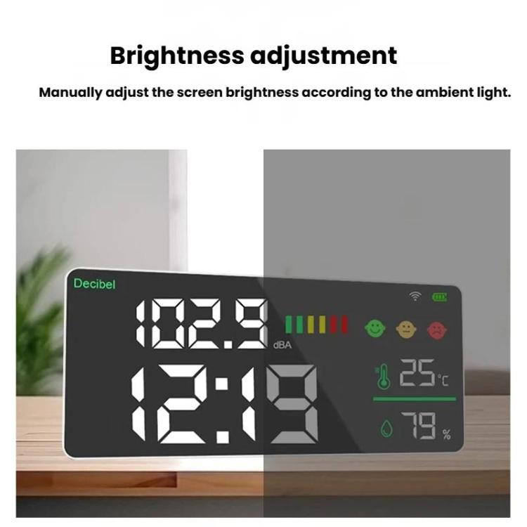 Medidor de ruido Tuya Smart 5 en 1 para montaje en pared con pantalla de temperatura, humedad y hora., BASIC-C, BASIC-F, Upgraded