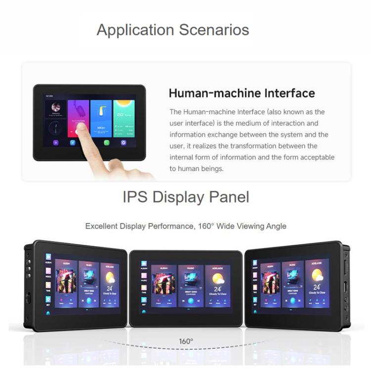 Placa de desarrollo de pantalla táctil capacitiva WAVESHARE RP2350 de 4,3 pulgadas, Without Case, With Plastic Case