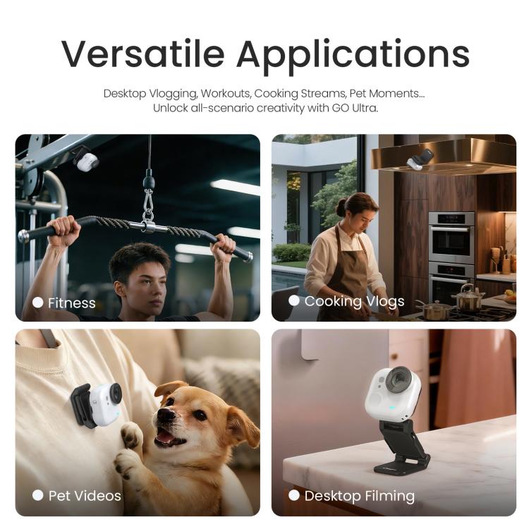 Para Insta360 GO Ultra Magnetic Easy Clip AMagisn Mount Ángulo ajustable de 180 grados para tomas POV flexibles
