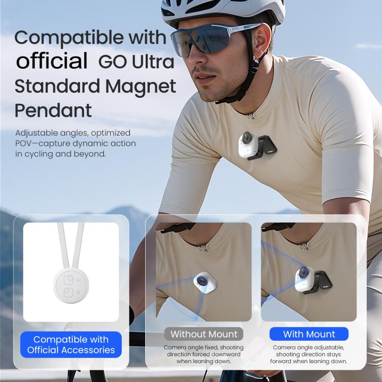 Para Insta360 GO Ultra Magnetic Easy Clip AMagisn Mount Ángulo ajustable de 180 grados para tomas POV flexibles