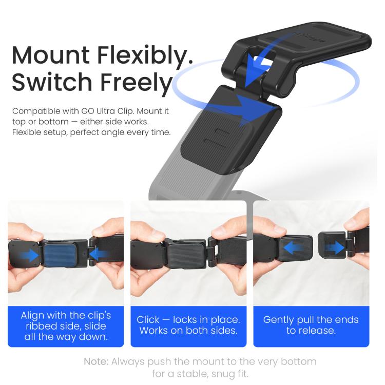 Para Insta360 GO Ultra Magnetic Easy Clip AMagisn Mount Ángulo ajustable de 180 grados para tomas POV flexibles