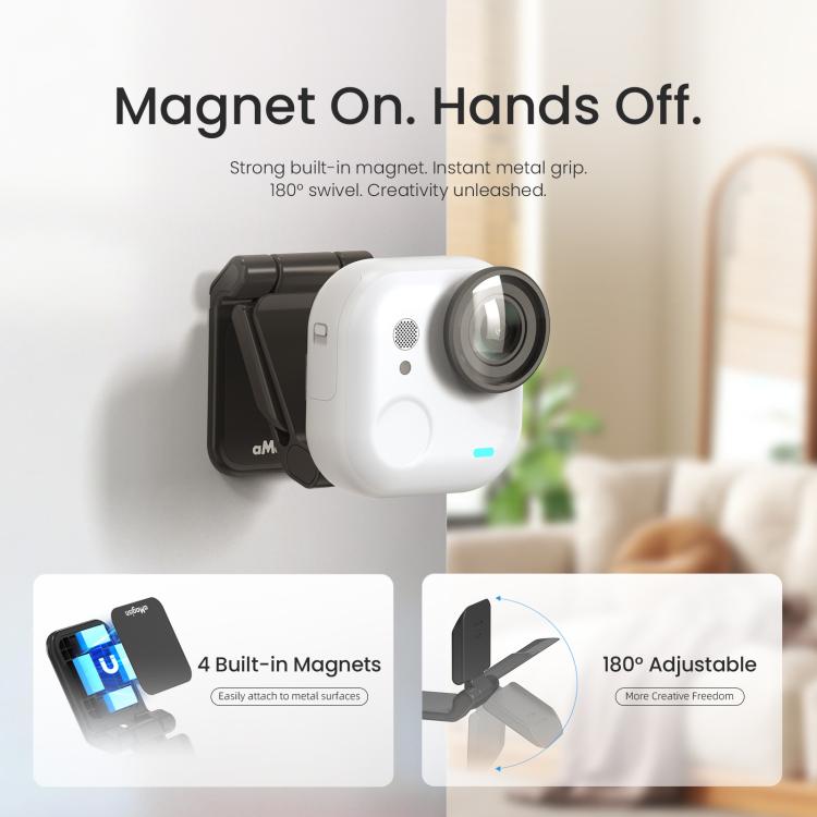 Para Insta360 GO Ultra Magnetic Easy Clip AMagisn Mount Ángulo ajustable de 180 grados para tomas POV flexibles