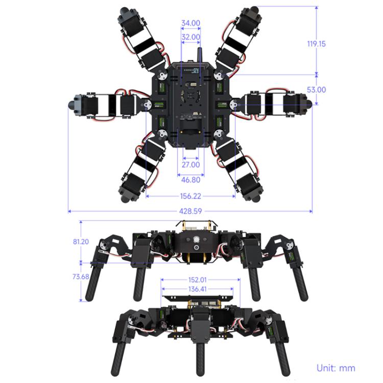 Robot hexápodo biónico autoequilibrado controlado por ESP32 de código abierto de WAVESHARE