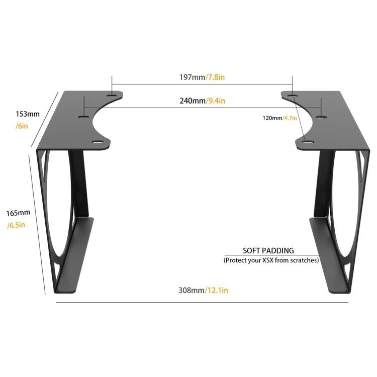 Soporte organizador oculto de metal para montaje debajo del escritorio de Xbox Series X que ahorra espacio.