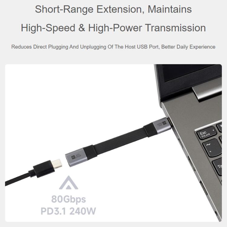 Cable de extensión WAVESHARE USB4 V2.0 Tipo-C para transmisión de video de alta definición de 80 Gbps, Straight Head, 90-Degree Bend Head