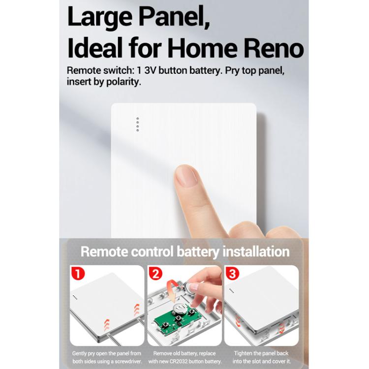 Panel de iluminación inteligente inalámbrico con control remoto ANENG, One-Gang, Two-Gang, Three-Gang