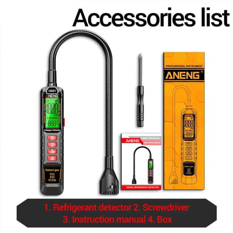 ANENG Detector de fugas halógenas para coche, refrigerante, aire acondicionado, Battery, Rechargeable