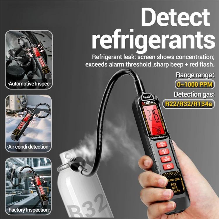 ANENG Detector de fugas halógenas para coche, refrigerante, aire acondicionado, Battery, Rechargeable
