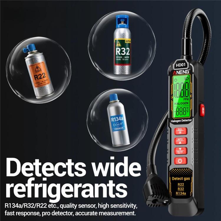 ANENG Detector de fugas halógenas para coche, refrigerante, aire acondicionado, Battery, Rechargeable