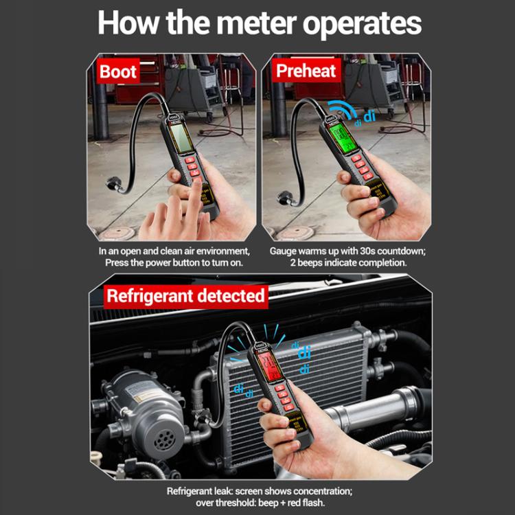 ANENG Detector de fugas halógenas para coche, refrigerante, aire acondicionado, Battery, Rechargeable