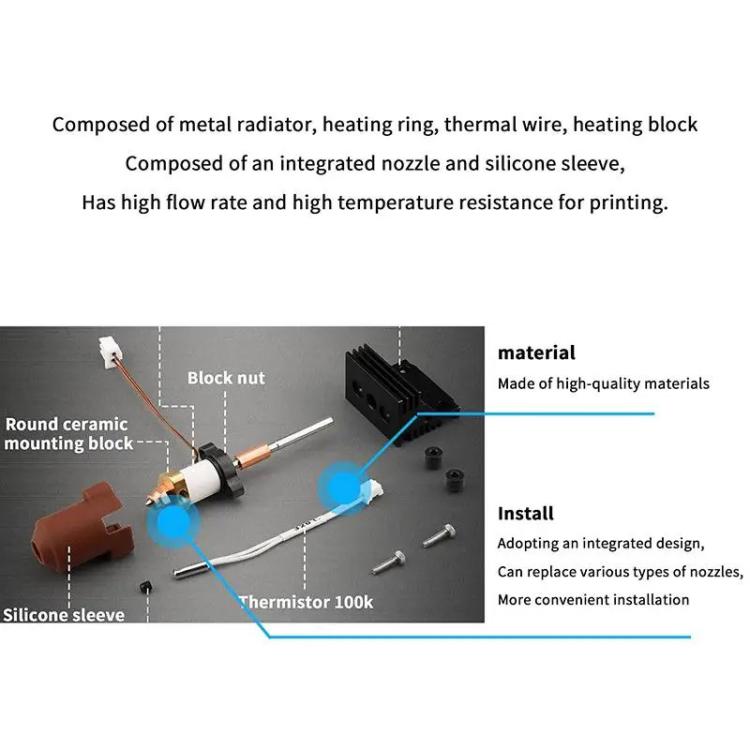 Kit de cabezal de impresión cerámico de alto flujo para impresoras Creality K1 / K1C / K1 Max, 0.2mm, 0.4mm, 0.6mm, 0.8mm, Without Heatsink 0.2mm, Without Heatsink 0.4mm, Without Heatsink 0.6mm, Without Heatsink 0.8mm, 0.2mm For Machines After 2025    ...