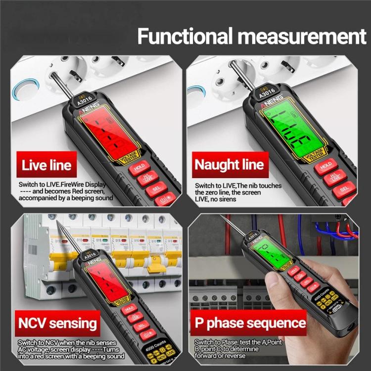 Multímetro digital inteligente ANENG para reparación de automóviles tipo lápiz, A3016 Lithium Battery, A3015 Battery