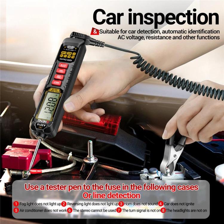 Multímetro digital inteligente ANENG para reparación de automóviles tipo lápiz, A3016 Lithium Battery, A3015 Battery
