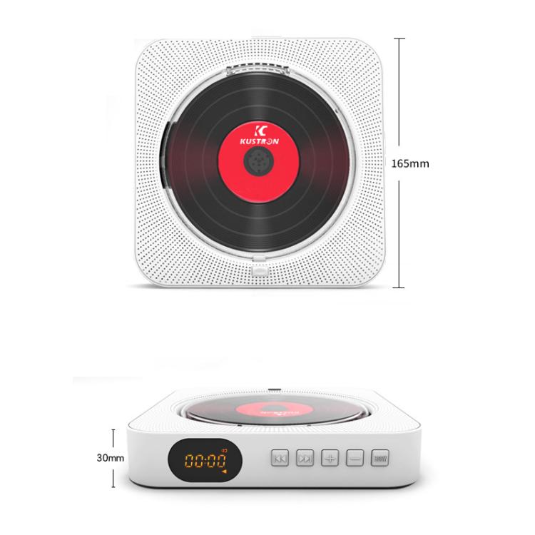 Reproductor de CD recargable de pared KUSTRON Home con altavoz Bluetooth y reproductor de música con cubierta, US Plug, EU Plug, UK Plug, AU Plug