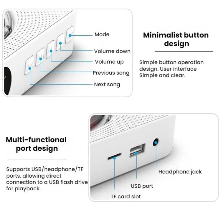 Reproductor de CD recargable de pared KUSTRON Home con altavoz Bluetooth y reproductor de música con cubierta, US Plug, EU Plug, UK Plug, AU Plug