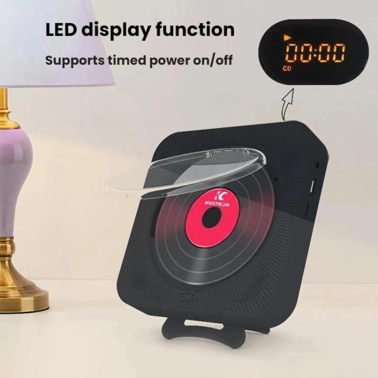 Reproductor de CD recargable de pared KUSTRON Home con altavoz Bluetooth y reproductor de música con cubierta, US Plug, EU Plug, UK Plug, AU Plug