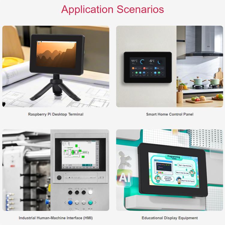 Carcasa de segunda generación con pantalla táctil de 5 pulgadas WAVESHARE para Raspberry Pi 5, 5-Inch Case Only