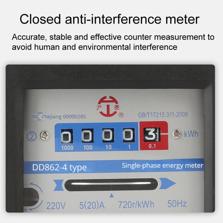 Medidor de electricidad mecánico monofásico de alta precisión para uso doméstico de Hutai, 5-20A, 10-40A, 15-60A, 20-80A, 30-100A