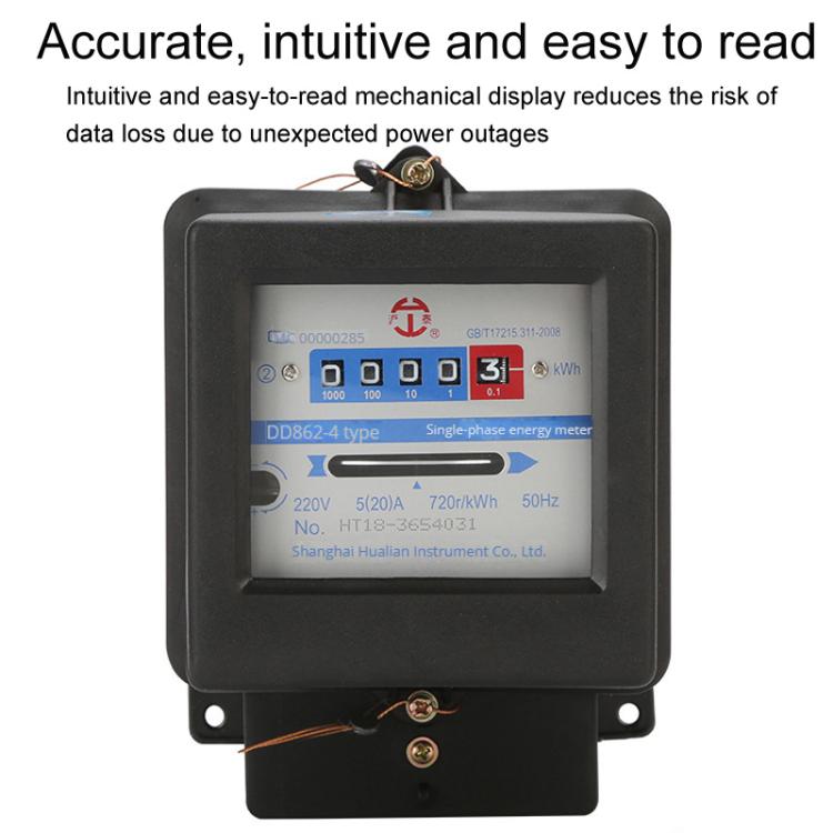 Medidor de electricidad mecánico monofásico de alta precisión para uso doméstico de Hutai, 5-20A, 10-40A, 15-60A, 20-80A, 30-100A