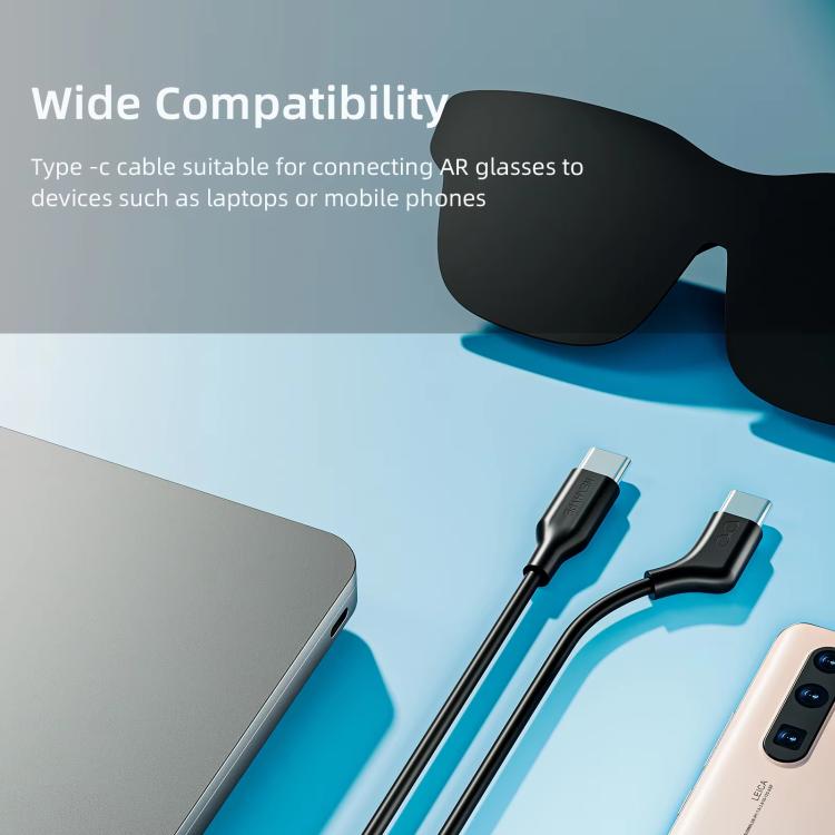 Cable coaxial de datos USB-C/Tipo-C de NEXHYPE para transferencia de datos y suministro de energía en gafas de realidad aumentada/virtual., 1m, 2m