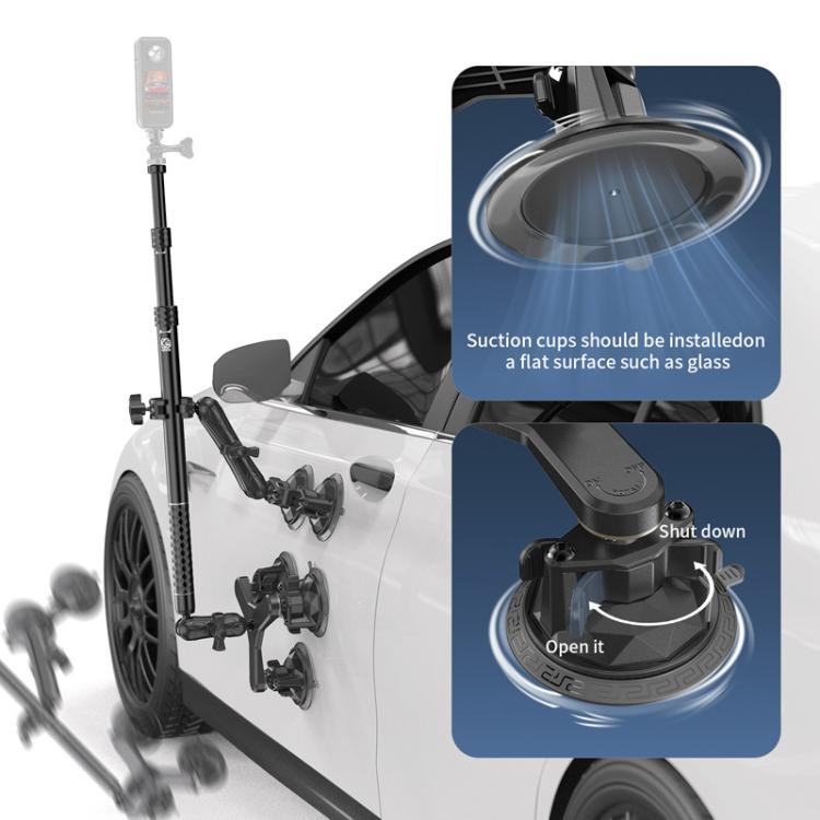 Soporte de fijación para cámara Kewig QG-11 Sports con ventosa extensible para selfies y techo de coche.